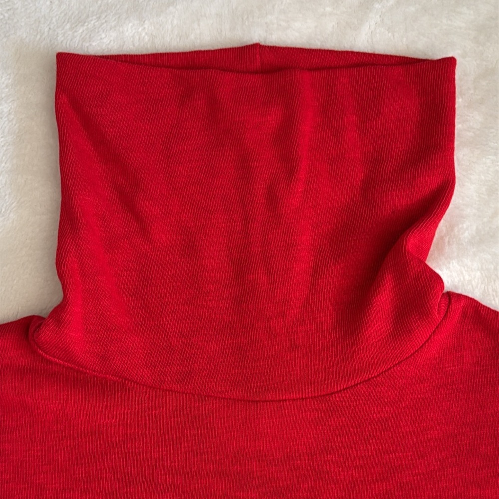 Maeve by Anthropologie | Mariah Gathered Turtleneck Lightweight Sweater Red (M) - Picture 4 of 16